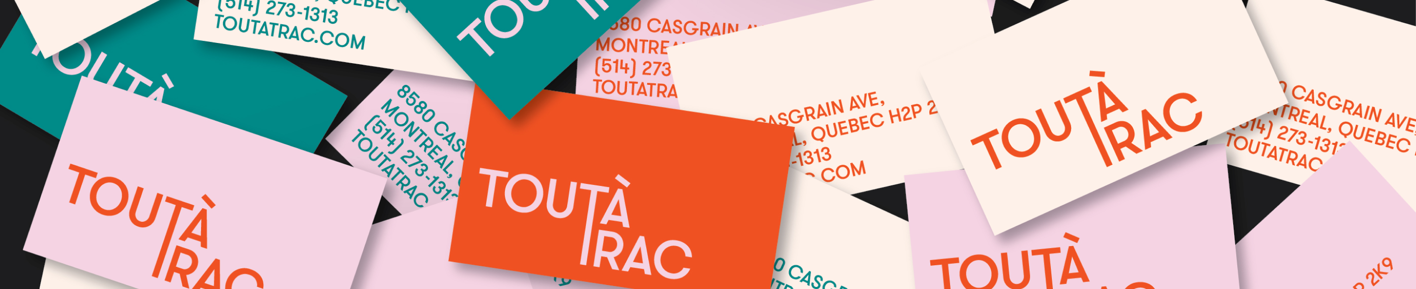 business card design for theatre company tout a trac