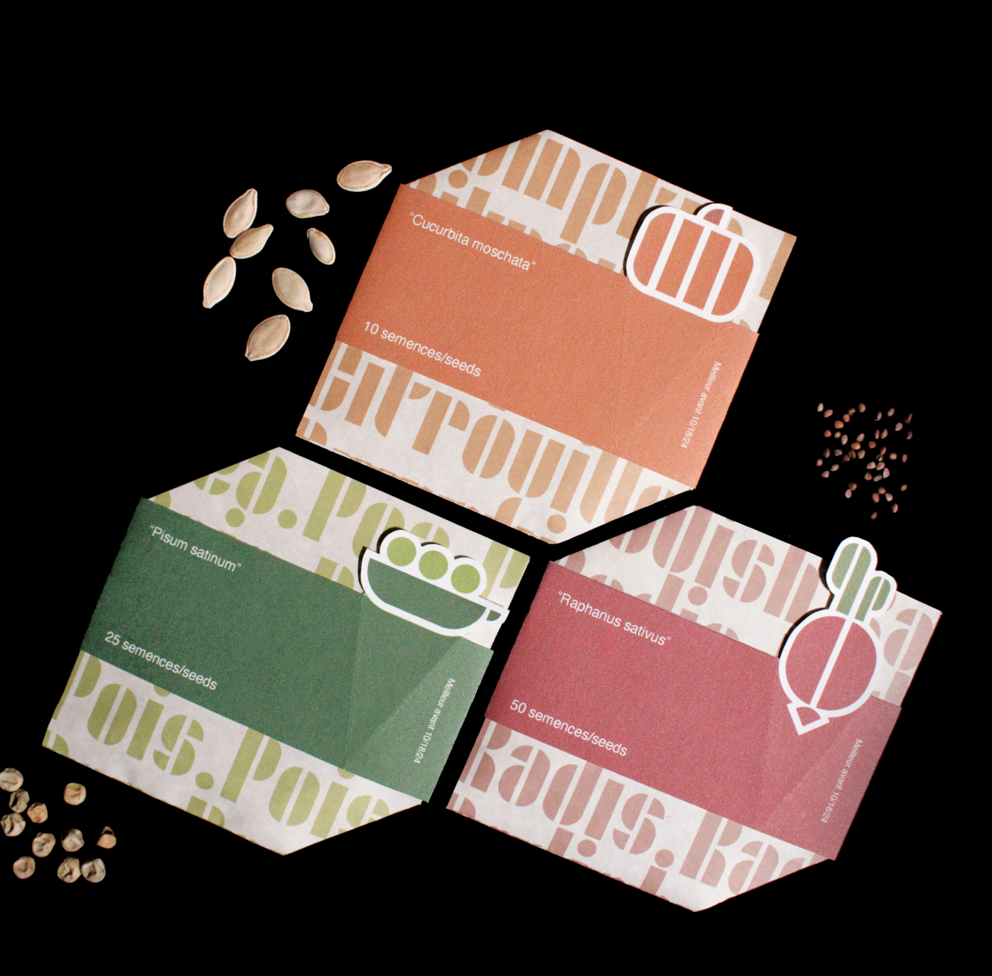 all threes seed packaging designs with seeds